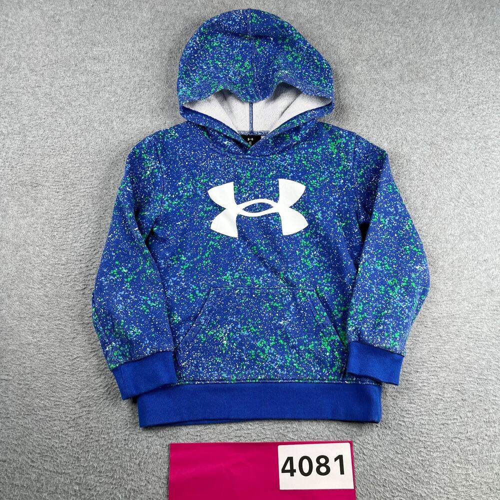 Under Armour Hoodie Toddler Size 6 Blue Green White Spots Graphic Logo